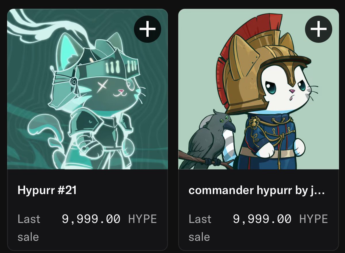These 2 Hypurr NFTs got sold for 9,999 HYPE each Thats $470,000 each NFT