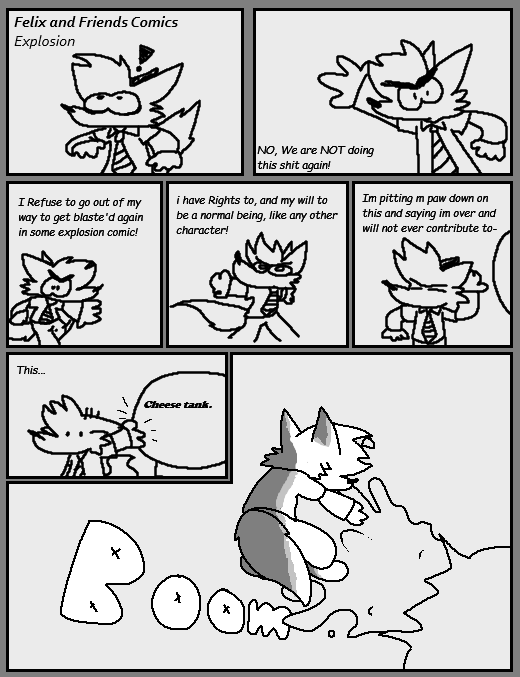 RaizerDawg's tweet photo. Comic #5 Explosion
Felix and Friends
#comic #mspaint #art #drawing https://t.co/Fq2IRmyd1V