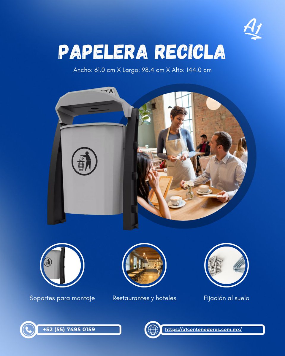 ContenedoresA1's tweet image. Haciendo uso de los #botes #ecológicos para basura 🚮🍀, da una primera buena impresión futurista y minimalista a tus futuros comenzales.
 
📞 Contáctanos al (56) 4770 2022 
📱 Escríbenos por WhatsApp al 55 7495 0159
💻 Visítanos en f.mtr.cool/grihhsasqp