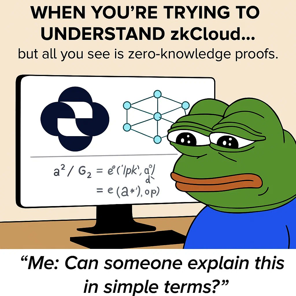 mika_0xu's tweet image. Trying to figure out zkCloud like... #ZeroKnowledgeProofs #PepeTheFrog #BlockchainStruggles
@thezkcloud
