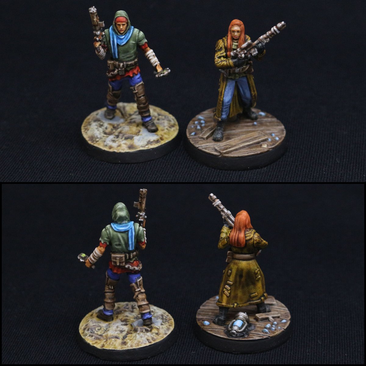cosmisko's tweet photo. These two survivors were my last unpainted minis from the plastic core set #Fallout #WastelandWarfare. And so after 5 years, the core set is done.😅 The minis' quality was rough - mainly the girl's face was ghoulishly unrecognizable. 
@Modiphius
#MiniaturePainting #FalloutFriday https://t.co/3Q6gtUxxHY