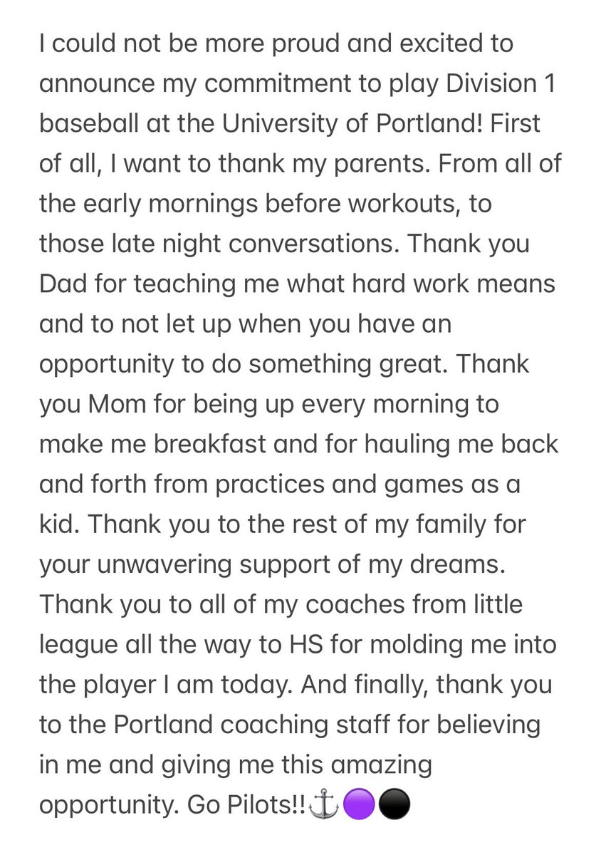 100% COMMITED!!⚓️🟣⚫️ Go Pilots!!
<a href="/PortlandBSB/">Portland Pilots Baseball</a> <a href="/TreyWatt26/">Trey Watt</a> <a href="/JakeHolcroft_4/">Jake Holcroft</a> <a href="/geoff_loomis/">Geoff Loomis</a> <a href="/MTNWESTBsebll/">MountainWestBaseball</a> <a href="/PrepBaseballUT/">Prep Baseball Utah</a>