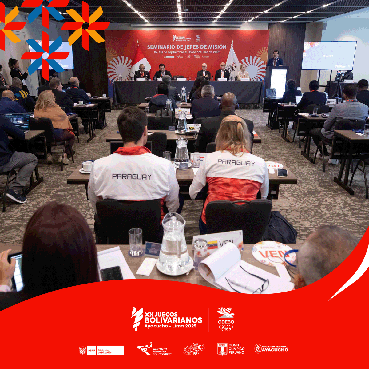 JBolivarianos25's tweet photo. Seminario de Jefes de Misión - XX Juegos Deportivos Bolivarianos Ayacucho y Lima 2025 - Del 29 de setiembre al 03 de octubre.
#JuegosBolivarianos2025 https://t.co/uIMpyeGyTe