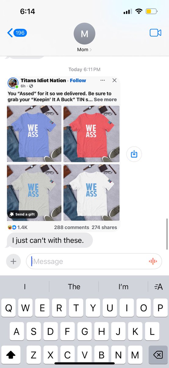 Y’all got my mom texting me this shit