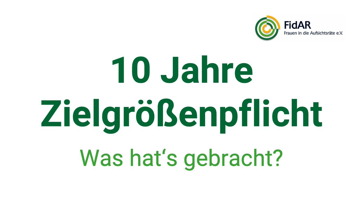 Heute vor genau 10 Jahren mussten Unternehmen erstmals Zielgrößen für den Anteil von -#FrauenInFührung festlegen. Doch die Hoffnungen in die Zielgrößenpflicht wurden herb enttäuscht: Es mangelt an Transparenz und Zielgröße Null ist immer noch salonfähig. Nur feste Quoten wirken!