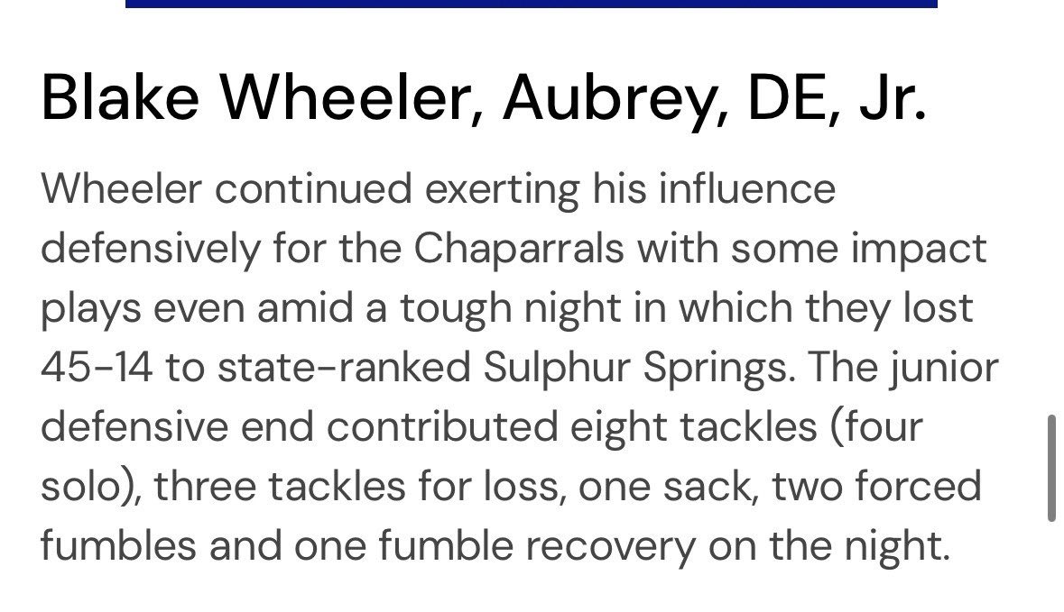 Thanks for the write up <a href="/sports_drc/">DRC Sports</a>

#AGTG #OTH
<a href="/AubreyRecruit/">Aubrey Football_Recruit</a>