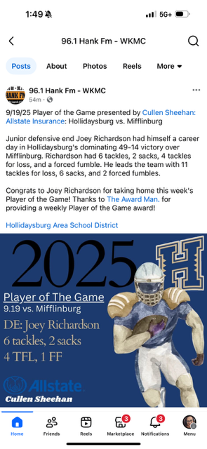 JLRich52027's tweet photo. ;0Player of the week for our game versus Mifflinburg https://t.co/jfhTDsR5dg