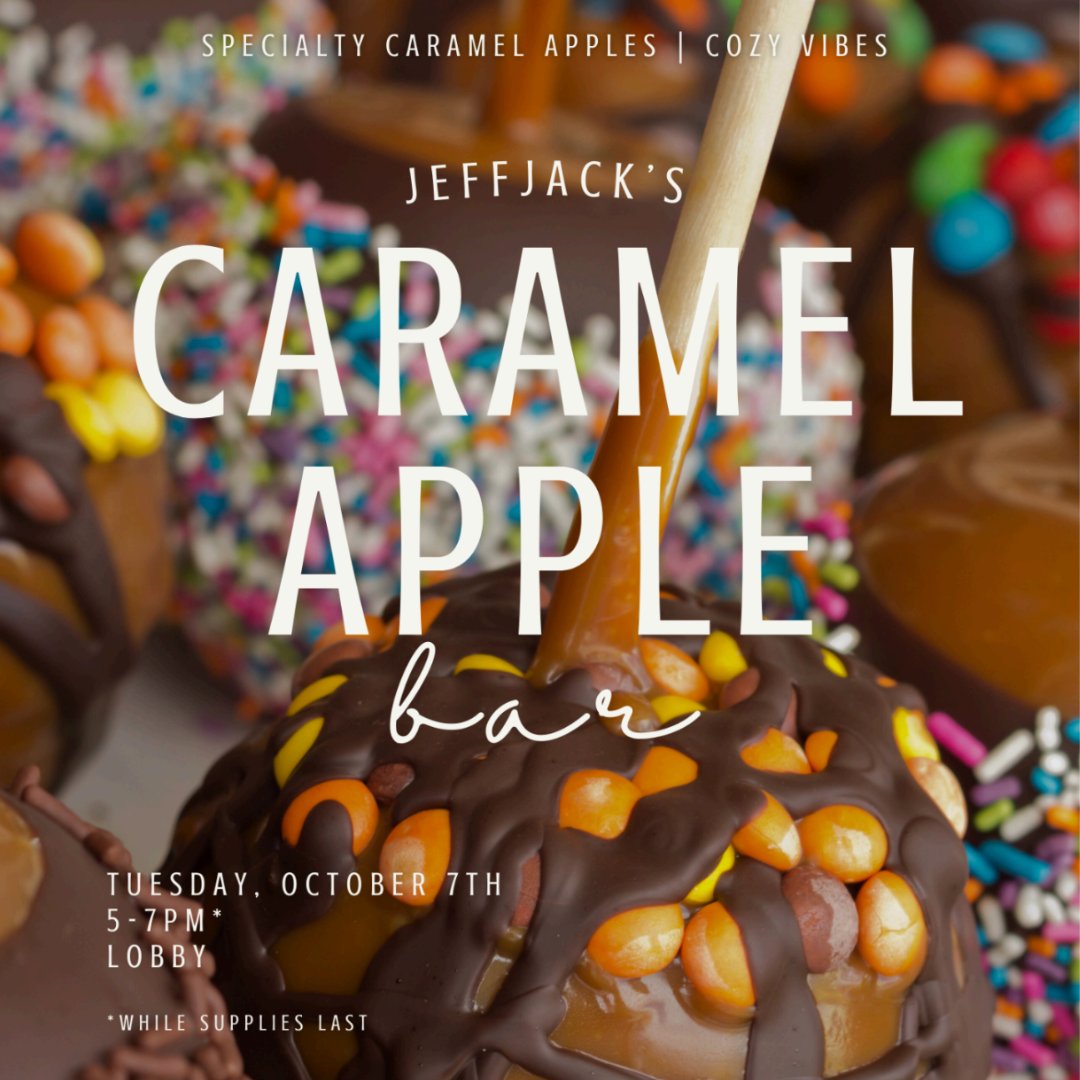 JeffJackApts's tweet photo. 🍎✨ Fall is officially here, and we’re celebrating with a Caramel Apple Bar! Join us in the lobby on [insert date] from 5–7 PM to build your own specialty caramel apple and soak in all the cozy vibes. We can’t wait to kick off the season together!

#willowbridgepc... https://t.co/VjMlhdOzMV