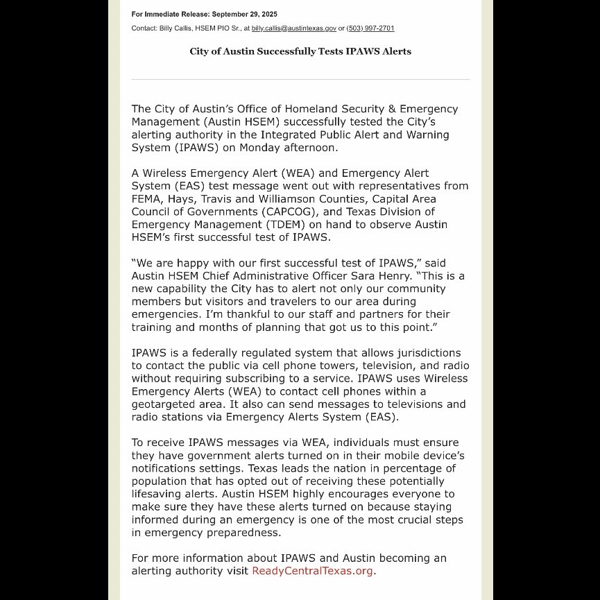TraceySchulz's tweet image. &quot;Texas leads the nation in percentage of population that has opted out of receiving these potentially lifesaving alerts.&quot; #IPAWS #HSEM #AustinHSEM #WEA #EAS #FEMA #CAPCOG #TDEM