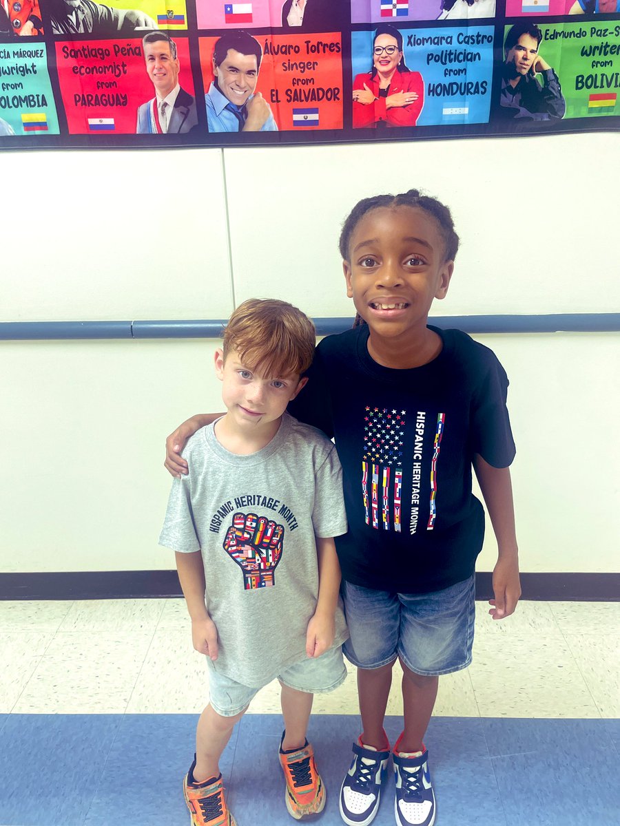 MrTeachK's tweet photo. Today’s celebration for Hispanic Heritage Month was Hispanic Heritage Film, Media, Art &amp; Book Character Day. Students wore a t-shirt or any attire of Hispanic character from any film, media, art, games or books @HillsideES #HispanicHeritageMonth #AwareAndCareFCS @FultonCoSchools https://t.co/UigBCfA6JD
