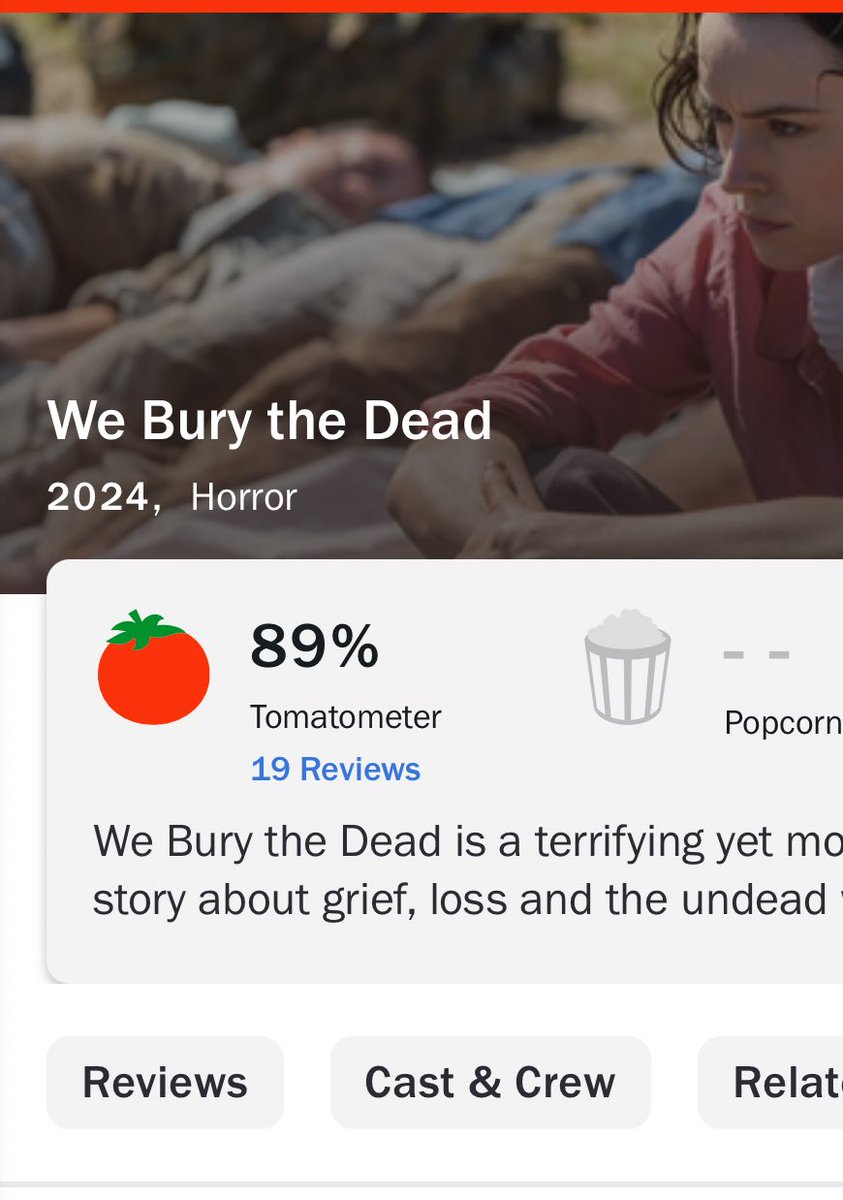 callamdenot's tweet image. We Bury The Dead recently has 89 % rotten tomatoes score … Daisy Ridley will be presenting the film at @sitgesfestival next moth ! ❤️‍🔥