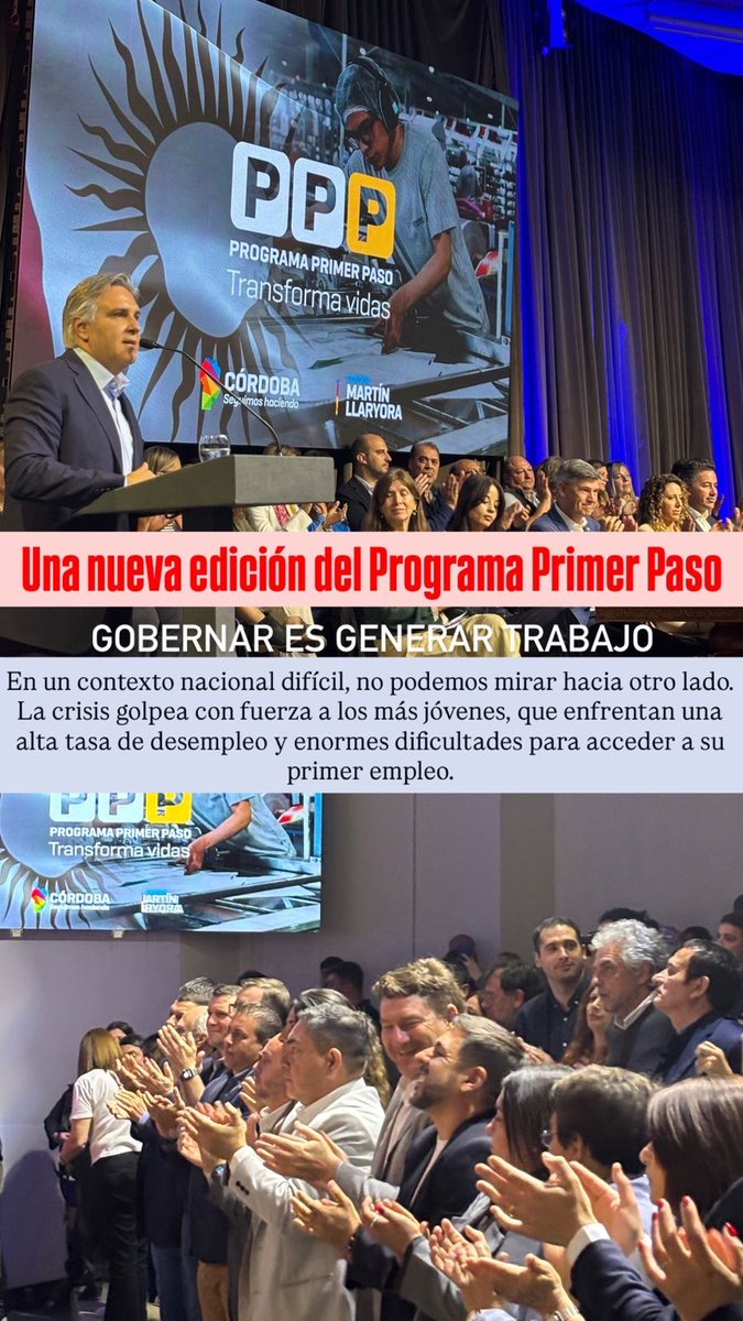 EdgardoRusso1's tweet photo. 💪 En Córdoba seguimos apostando al futuro.
El #PPP transforma vidas, abre oportunidades y genera trabajo para que cada joven pueda dar su primer paso hacia el empleo.
Porque gobernar es crear trabajo. 🌟
#ProgramaPrimerPaso #Córdoba https://t.co/D4i5Bn1q0e