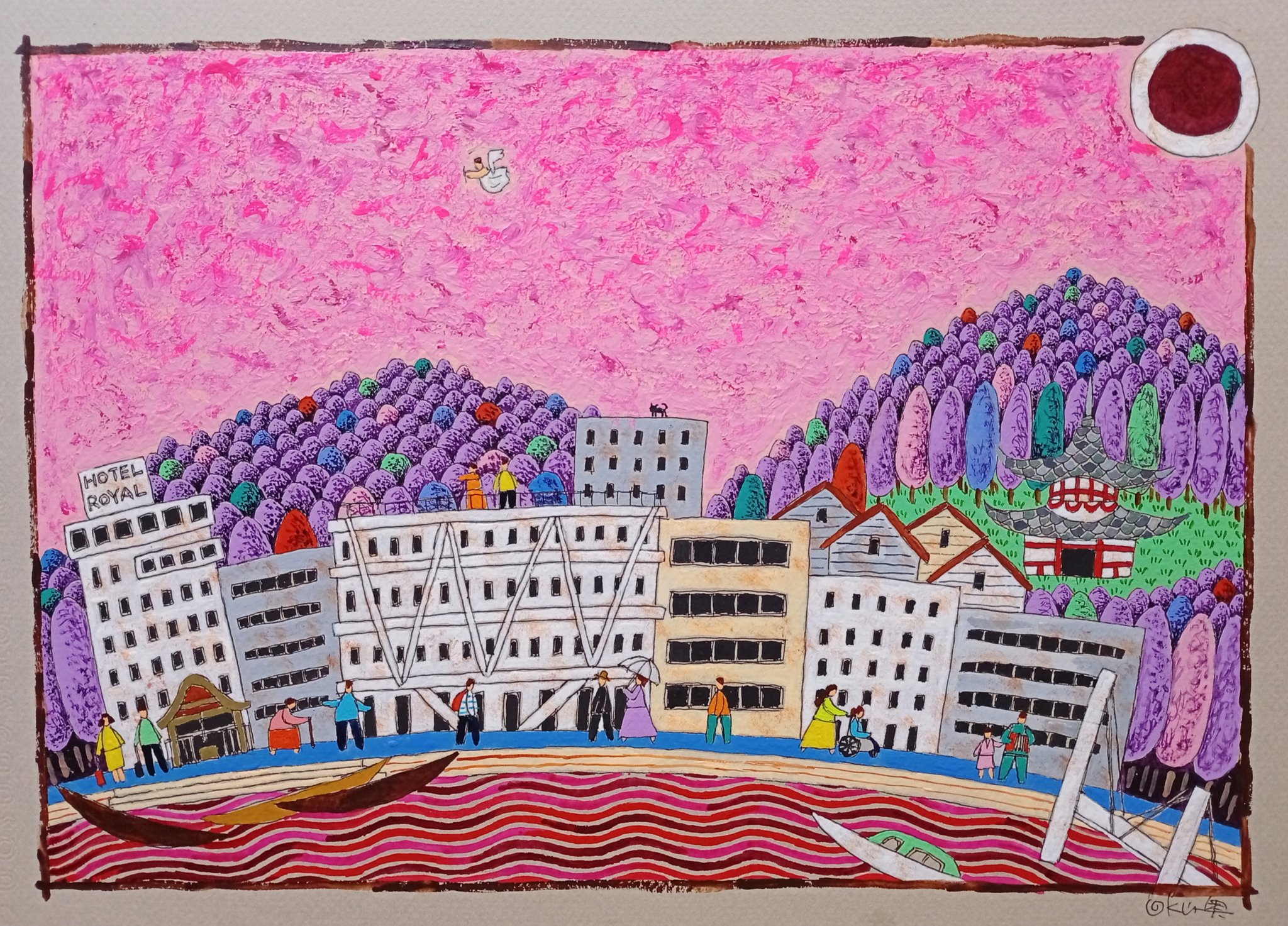 奥村ユズル　水彩画原画　英国パブ「熱心な詩人」 奥村ユズル 水彩画原画 英国パブ「熱心な詩人」