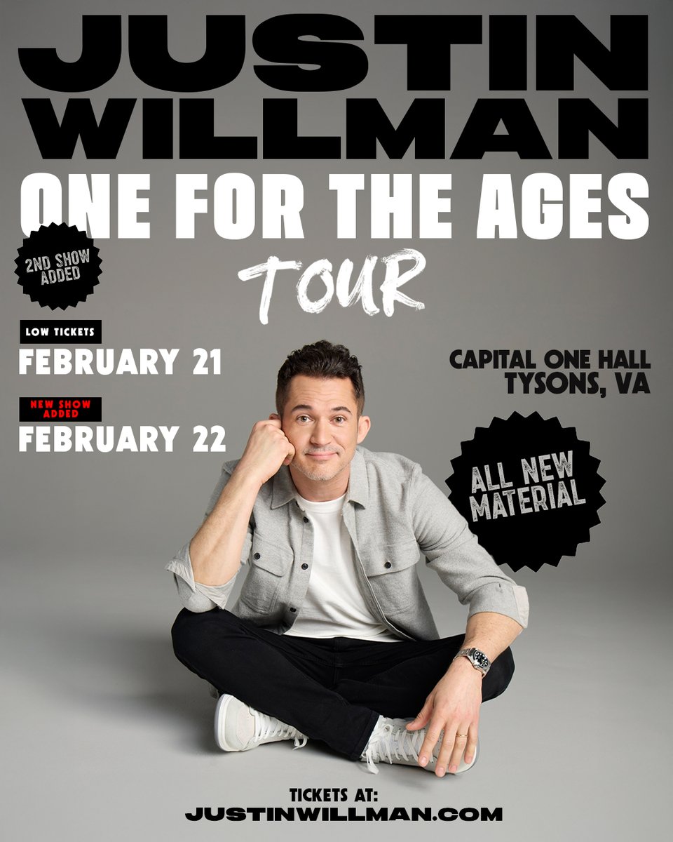 Due to popular demand, @justin_willman has added a 2nd show at Capital One Hall on his One For The Ages Tour! ✨ Tickets for his newly added Feb. 22 performance (3PM start time) go on sale this Friday, Oct. 3 at 10AM.