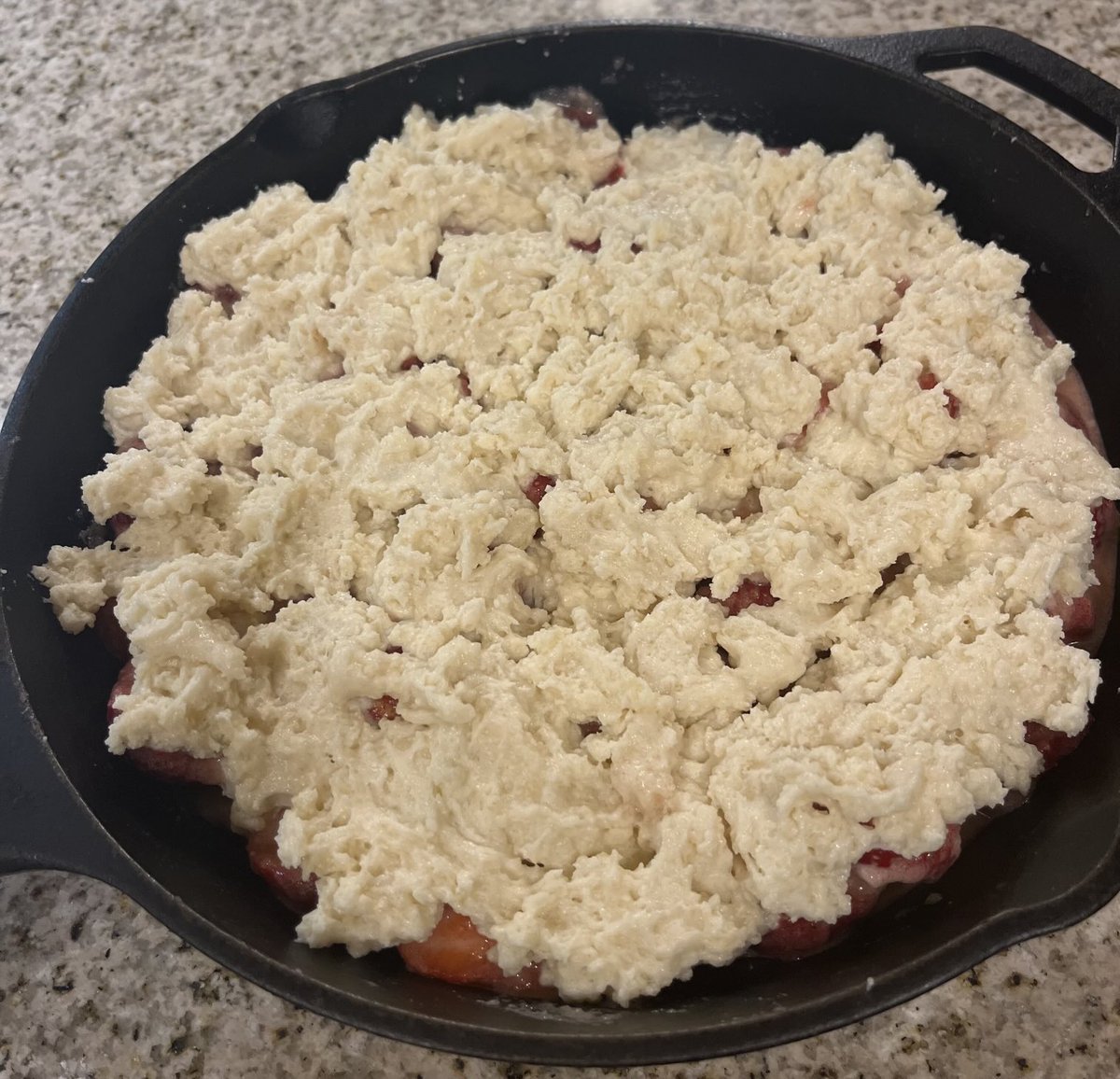 Strawberry cobbler before the oven.