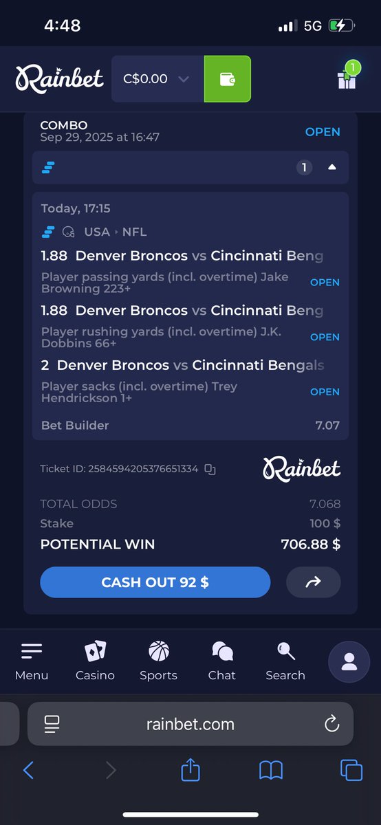 GIVEAWAY!!! If this parlays hits we will give away $20 to two people

To Enter:
Follow <a href="/BCdegens/">BC Degens</a> and <a href="/BCdegens_BK/">BK {BCdegens_BK}</a> 
Like and comment your favourite NFL team 

<a href="/rainbetcom/">Rainbet.com</a>