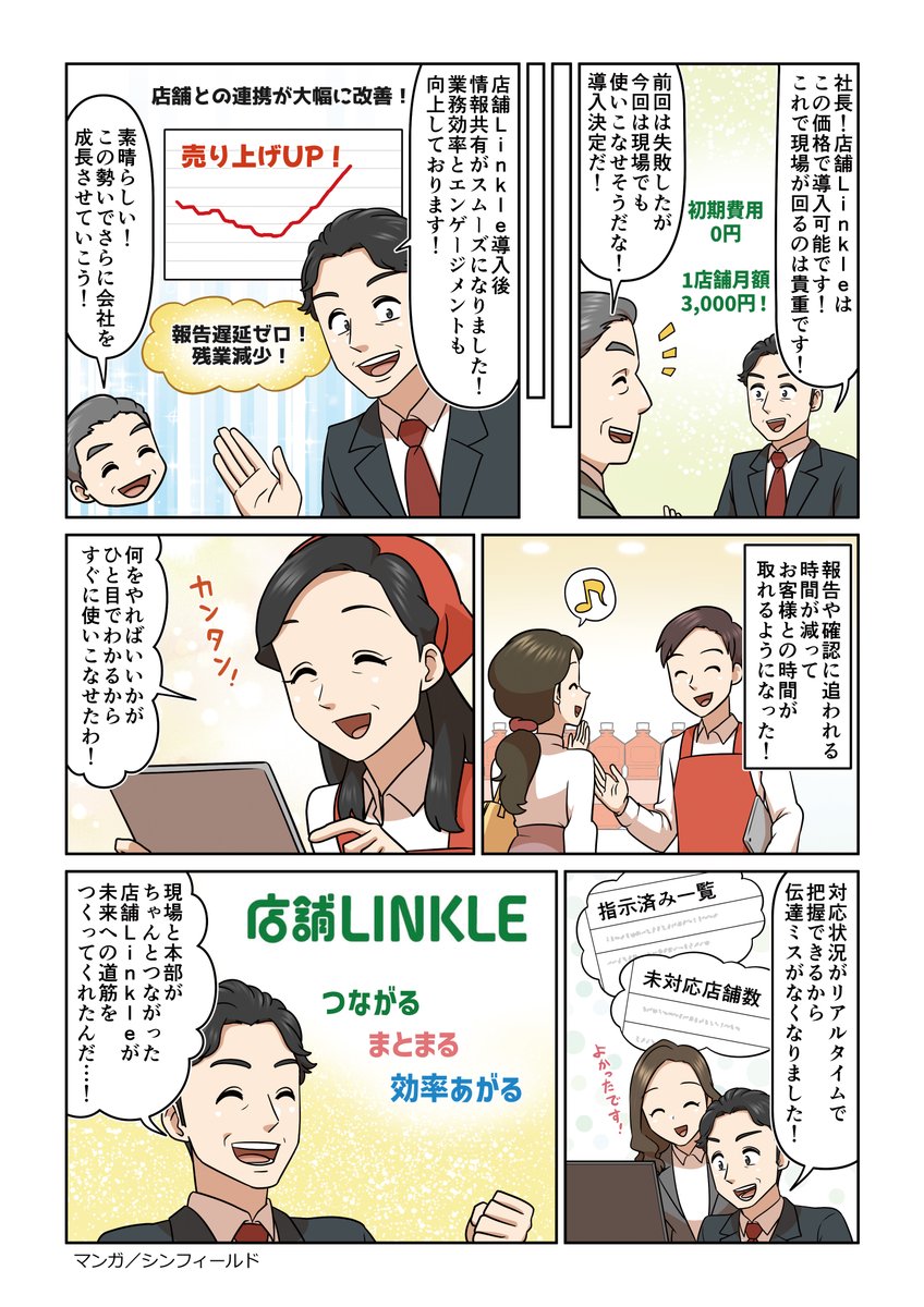 tenpolinkle_PR's tweet photo. おはようございます！
弊社サービス「本部と店舗を繋げるコミュニケーションツール」を紹介する「店舗LINKLEマンガ」を作成しました📗

新しいロゴにしたことをきっかけに「シンプルで導入しやすい」という強みをお伝えしたく作成しました。

是非ご覧ください‼ https://t.co/kCooPZRtsF