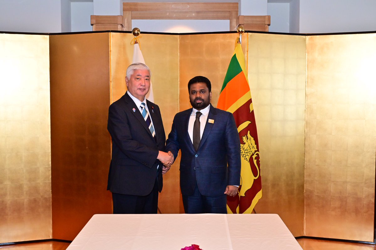 ModJapan_en's tweet image. DM Nakatani paid a courtesy call on President Disanayaka, visiting Japan on Sep 29. Both sides agreed that strengthening cooperation, including in the area of defense, is essential for peace and stability across the region 🇯🇵🇱🇰
#SriLanka
Summary: mod.go.jp/en/article/202…