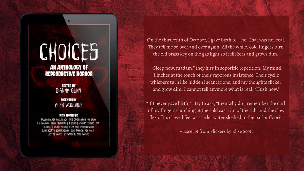 What better way to celebrate fall than with an anthology of reproductive horror like a primal howl of terror and rage at what's happening in the world? Here's a teaser. Pre-order here: buff.ly/IycqbJT Release party AMA all day tomorrow at 🔵 ☁️  #ChoicesAnthology