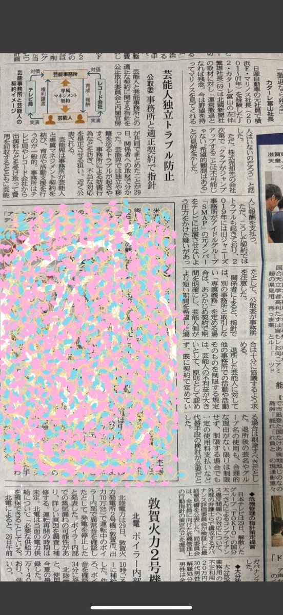 今朝の朝刊に
芸能人の独立トラブル防止の為
公取と内閣官房が指針をまとめたとした記事
SMAPの例が記載されてます
遅すぎたけどやっと…