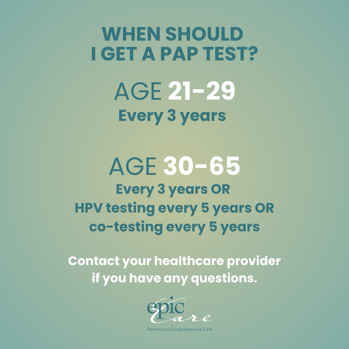 EpicCare's tweet image. Early cancer detection = better outcomes! Routine screenings, like a #Paptest, are key to maintaining your health. But do you know what a Pap test actually looks for? Understanding screenings is a vital step in managing your own care.
 #EarlyDetection #WomensHealth #EpicCare