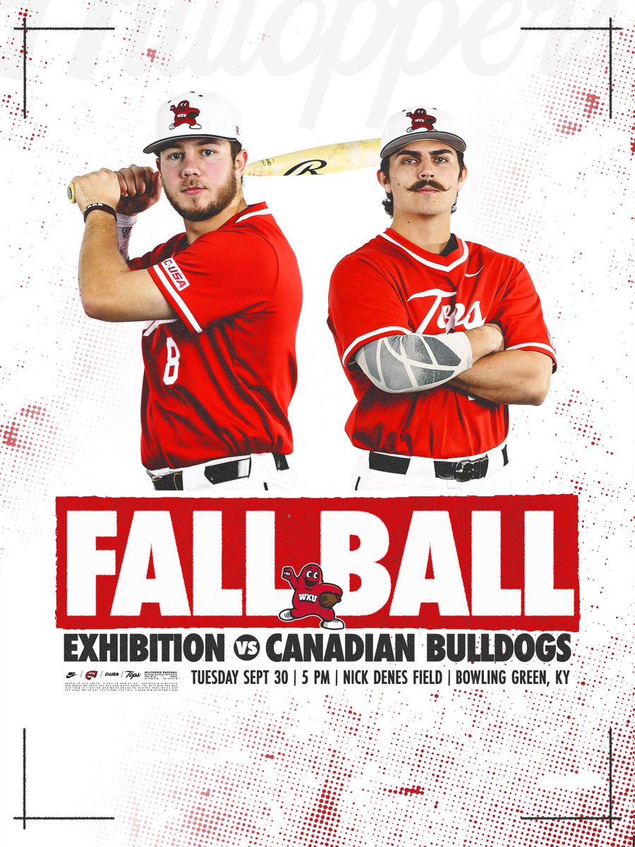 Fall Ball ➜ 𝙏𝙊𝙈𝙊𝙍𝙍𝙊𝙒 ⚾️🔜

Hilltopper Baseball opens fall exhibition hosting the Canadian Bulldogs tomorrow at 5 PM at The Nick – entry is 🆓

#GoTops | <a href="/WKUSports/">WKU Sports</a>