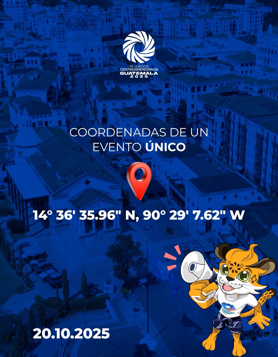 📍 Las coordenadas de un evento único.

🇧🇿🇨🇷🇸🇻🇬🇹🇭🇳🇳🇮🇵🇦
#UnidosPorElDeporte