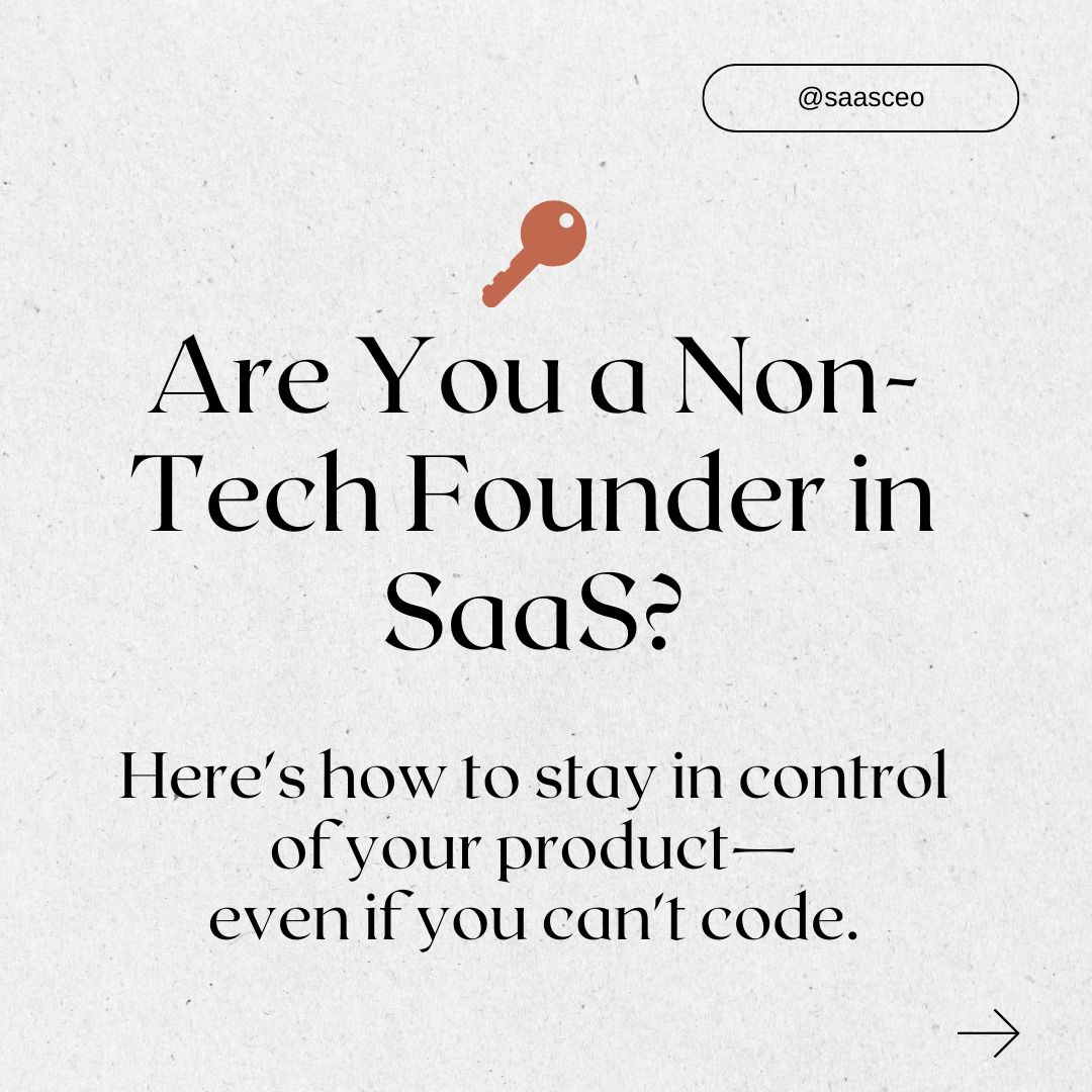 VictorCheng's tweet image. Are you a non-technical founder running a SaaS company?

You don’t need to know how to code—but you do need to lead your product.

Here’s how to stay in control without touching a single line of code 👇
(1/2) 

#NonTechFounder #SaaSCEO #ProductLeadership