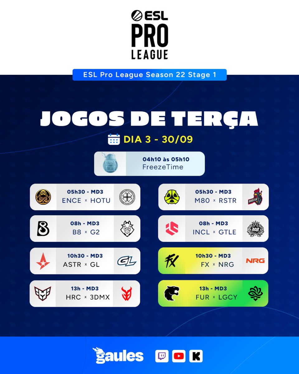 Gaules's tweet image. Jogos de amanhã na ESL!