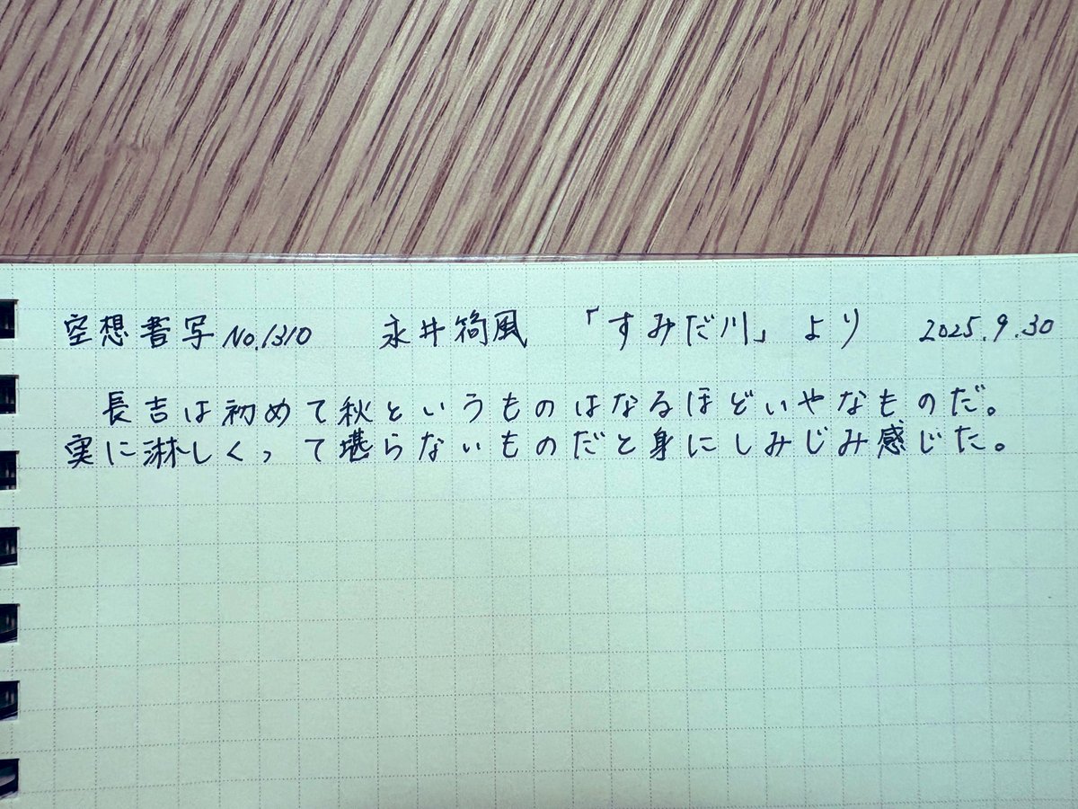 #空想書写 

昼間はまだ暑いけど、朝夕に秋を感じるようになったね。