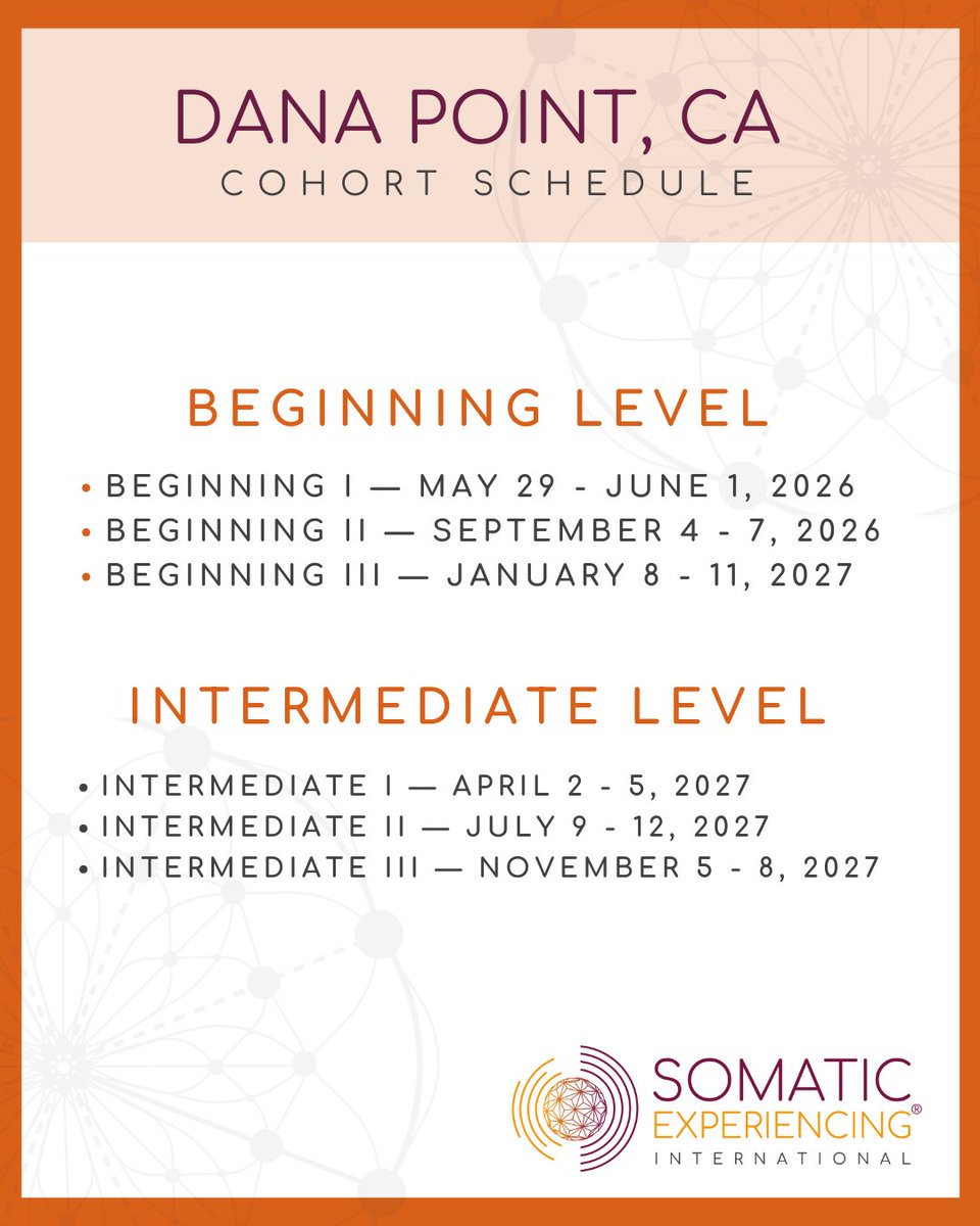 Somatic_Exp_Int's tweet image. Apply to the Somatic Experiencing Training Program: traumahealing.org/ApplyHere
Ready to Register? Follow the Link Here: traumahealing.org/Beg1DanaPointC…
#somaticexperiencing #professionaldevelopment#mentalhealthprofessionals #healingarts #training #community #joy #invest