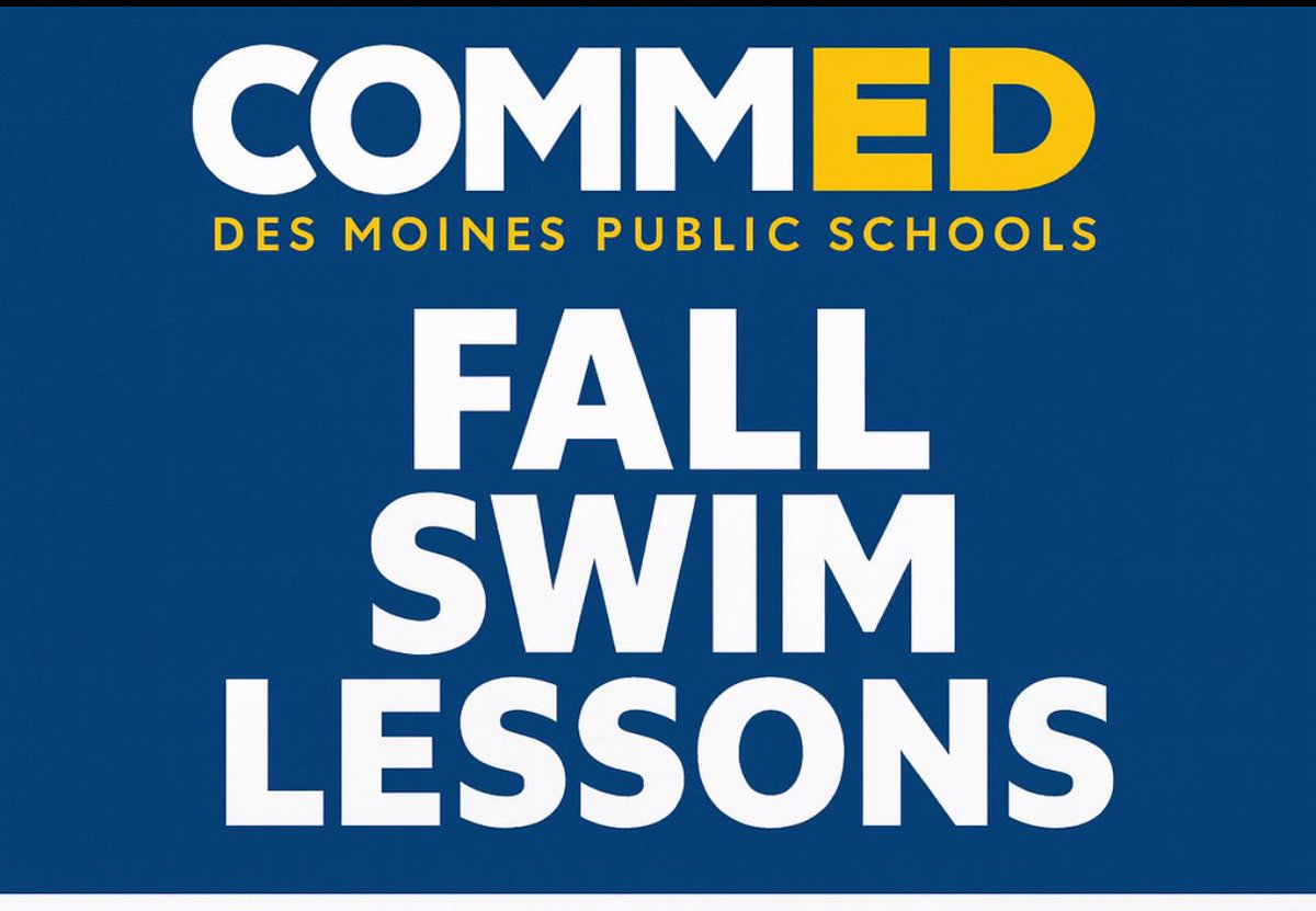 DMPSCommunityEd's tweet image. 🏊‍♀️ DMPS Community Ed + Central Iowa Aquatics = Fall Swim Lessons!

📍 Ruby Van Meter Pool
📅 Oct 6–22 | Mon &amp;amp; Wed
👧 Ages 3–5 | 👦 Ages 6–12
⏱️ 4:30, 5:10, or 5:50 PM

30 mins of swimming &amp;amp; fun!
🔗 gomotionapp.com/team/isicia/pa… 

@DMschools @dmpsactivities