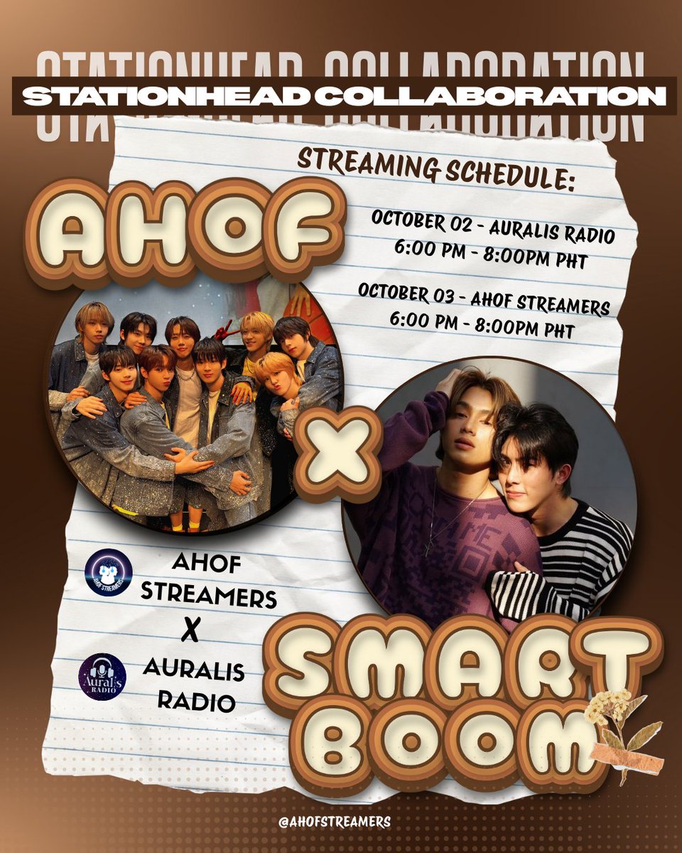 Double the teams, double the fun, double the STREAM 🔥

AHOF  × SmartBoom are taking over Stationhead! 🎧💿

🗓 Oct 02 – Auralis Radio
📌: share.stationhead.com/h2xs3lel62id

🗓 Oct 03 – ahofstreamers9
📌: 
share.stationhead.com/udjnpnkb9036

⏰ 6–8PM PHT both nights

Don’t just watch, STREAM with us