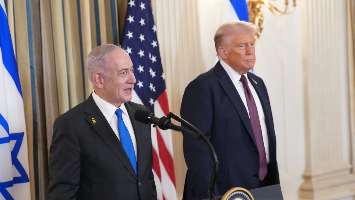 _TheCavalierr's tweet photo. Trump an Netanyahu met today at the White House to unveil their Gaza peace plan, here are their terms: https://t.co/OwSefetTI1