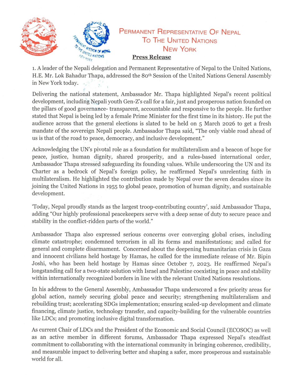 Nepal Mission to the UN tweet media