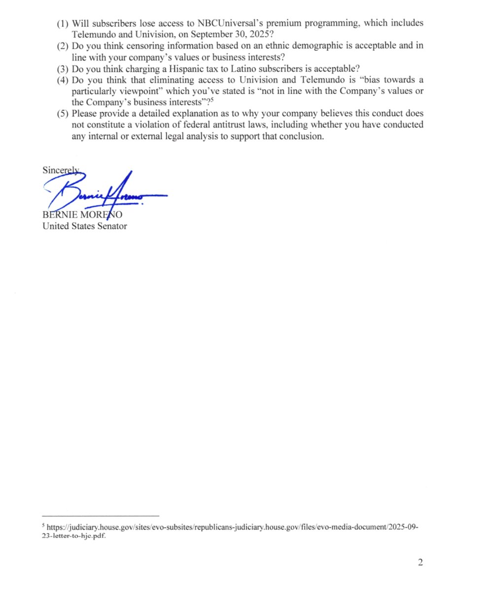 Just one week after getting caught red handed censoring conservatives on its platforms at the behest of Biden bureaucrats, Google is now attempting to jack up prices on millions of Americans who rely on channels like Univision.

That’s wrong and I’m demanding answers.