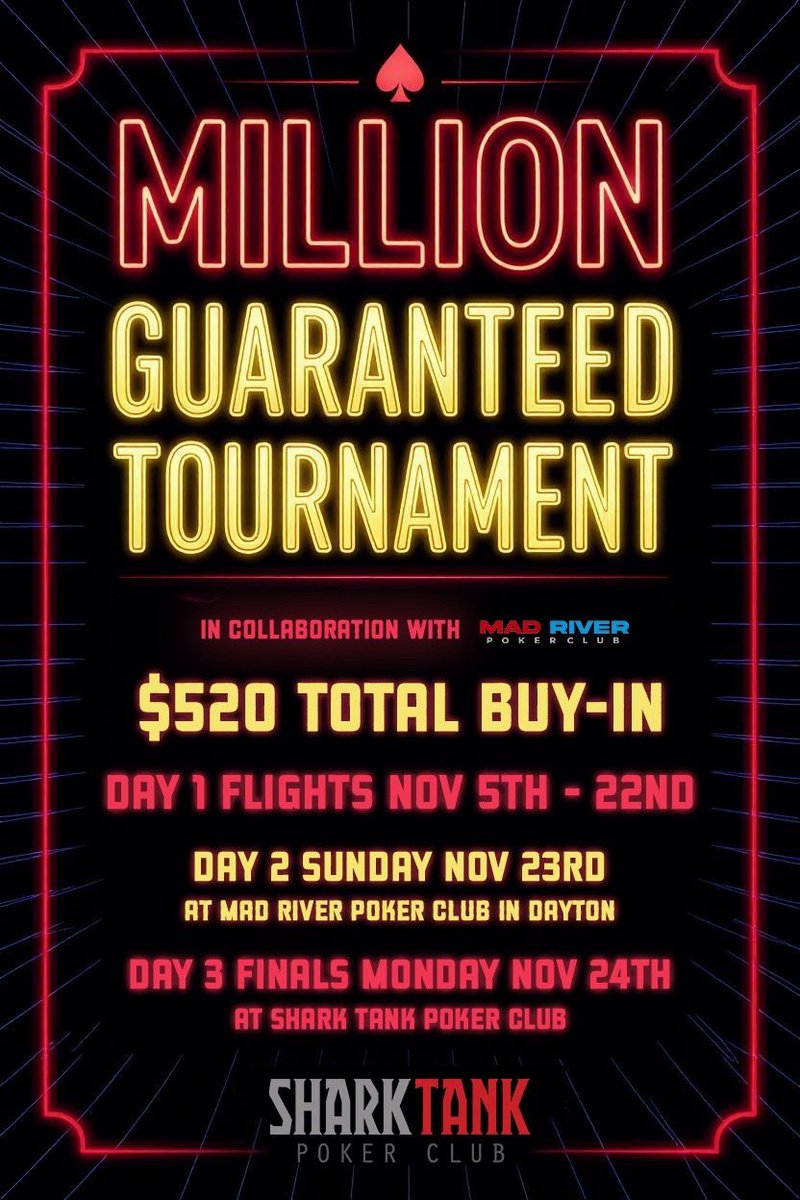 October Calendar is out! Satellites running all month for the up and coming Milly in collaboration with Mad River Poker Club!