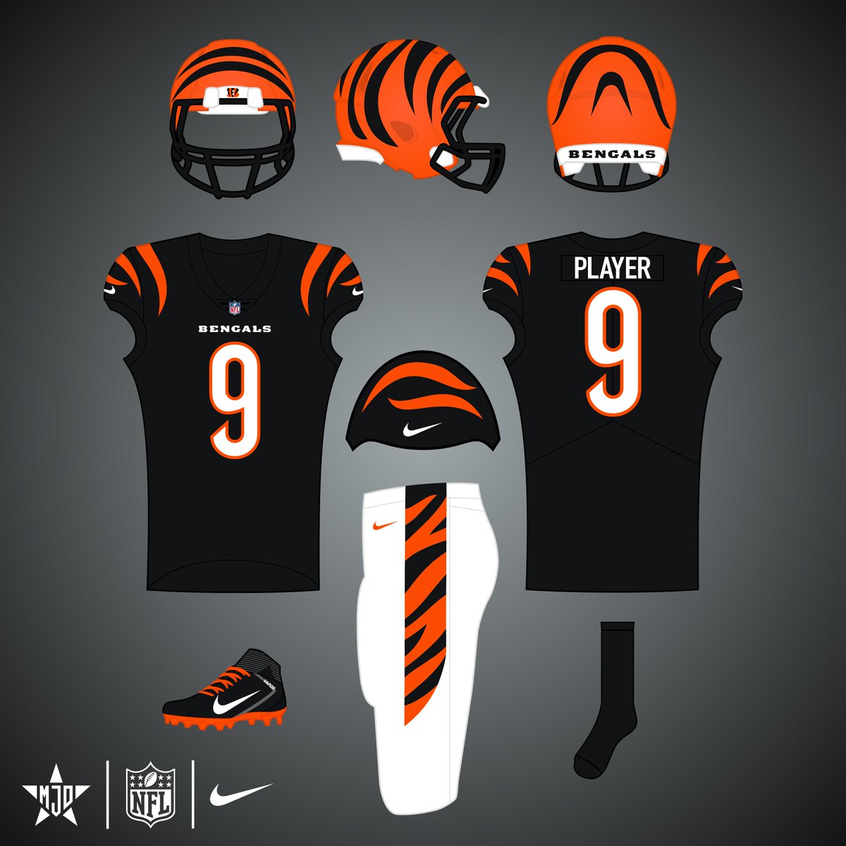 MJD7Design's tweet image. Cincinnati Bengals:

I figured I&apos;d wait a day since they&apos;re playing tonight. There&apos;s not much to change with the Bengals, anyway. I&apos;d only have them wear the orange pants once per year, only with the orange jersey, ideally for the home opener.

#RuleTheJungle