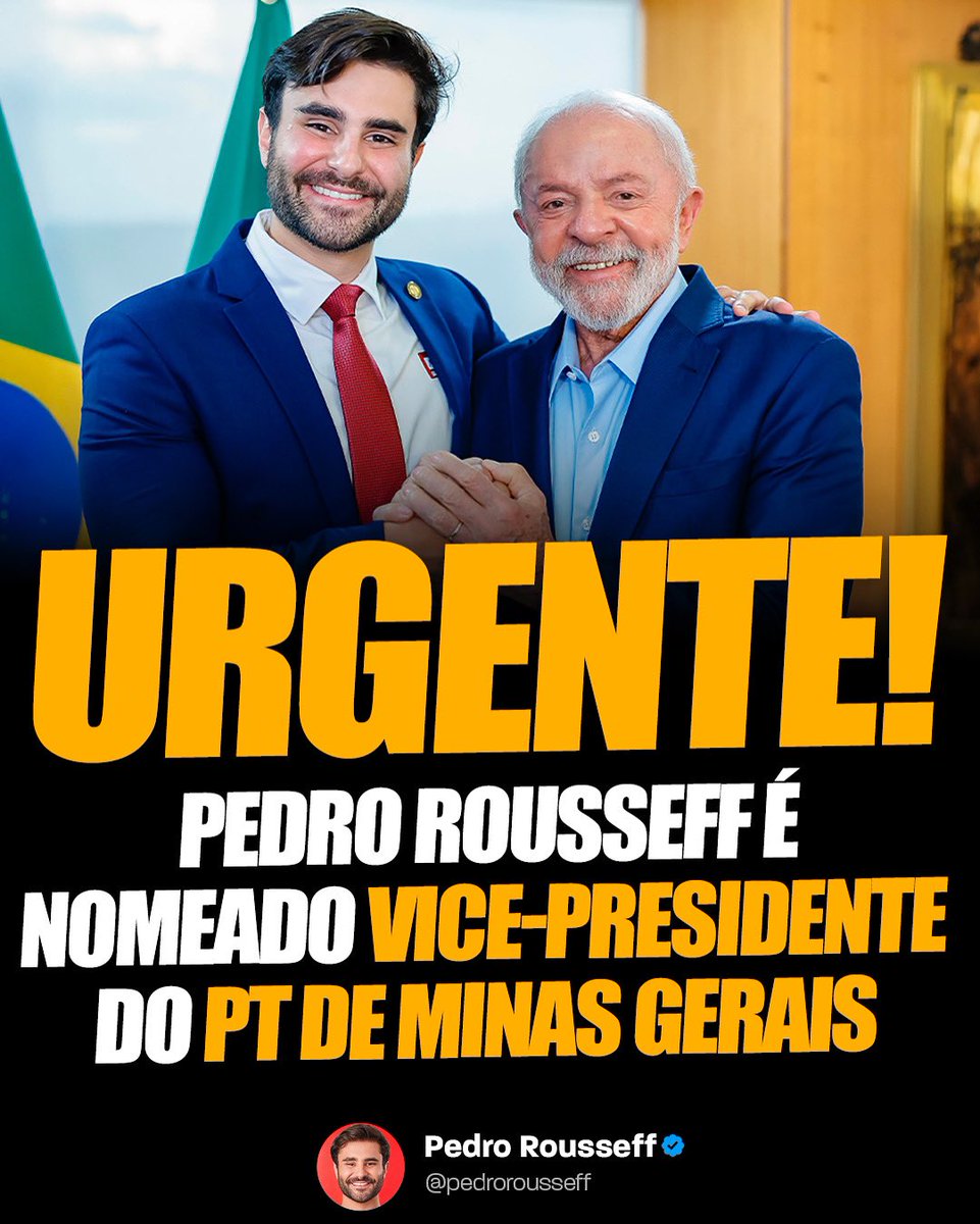 pedrorousseff's tweet photo. Vamos dar a VITÓRIA pro Lula em Minas Gerais. Conte comigo, Presidente 👊 https://t.co/zHVirdkAJg