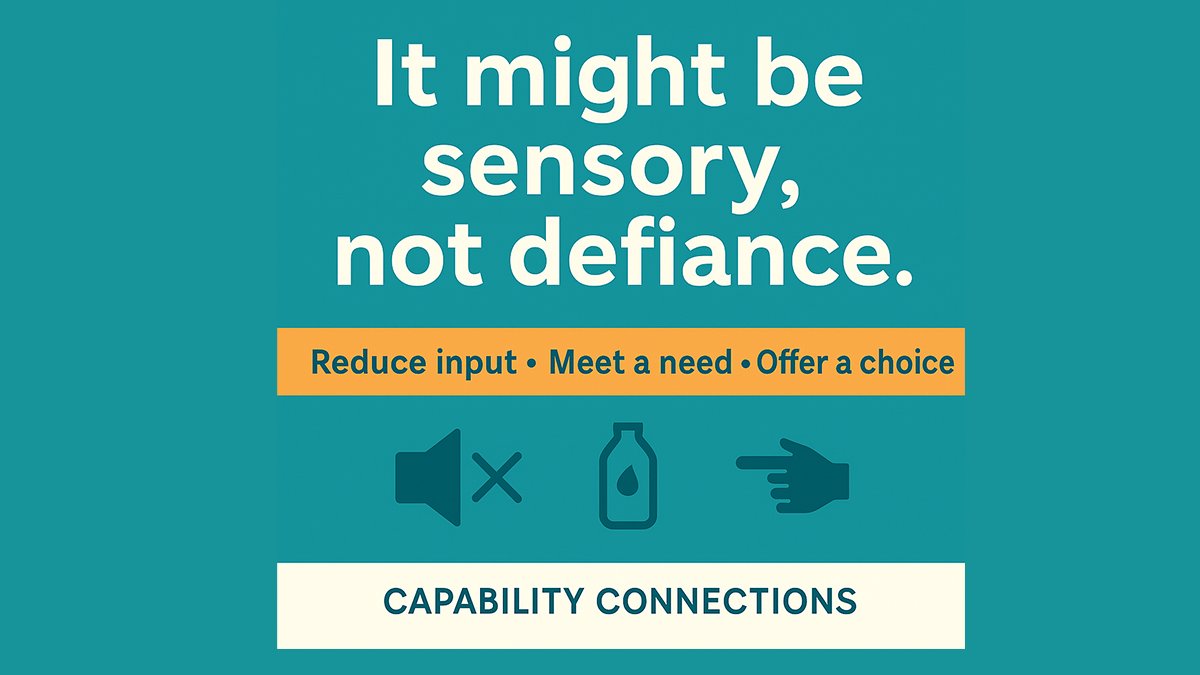 ConnextAbility's tweet image. It might be sensory, not defiance.

Repeating, resisting, or shutting down, pause and ask: what might their senses be telling them?

Noise, bright lights, itchy clothes, hunger, or crowds can overwhelm.

etsy.com/shop/Capabilit…

#Autism #Sensory #disabilitysupport