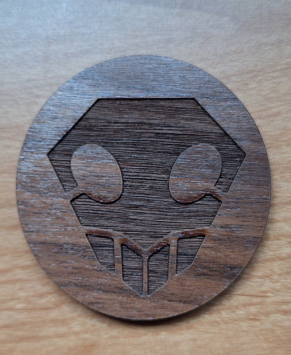 ac_des1gns's tweet image. Custom laser engraved wooden magnet with Soul Society Emblem from &quot;Bleach&quot;! #cncidea #projectidea #cncproject #BLEACH