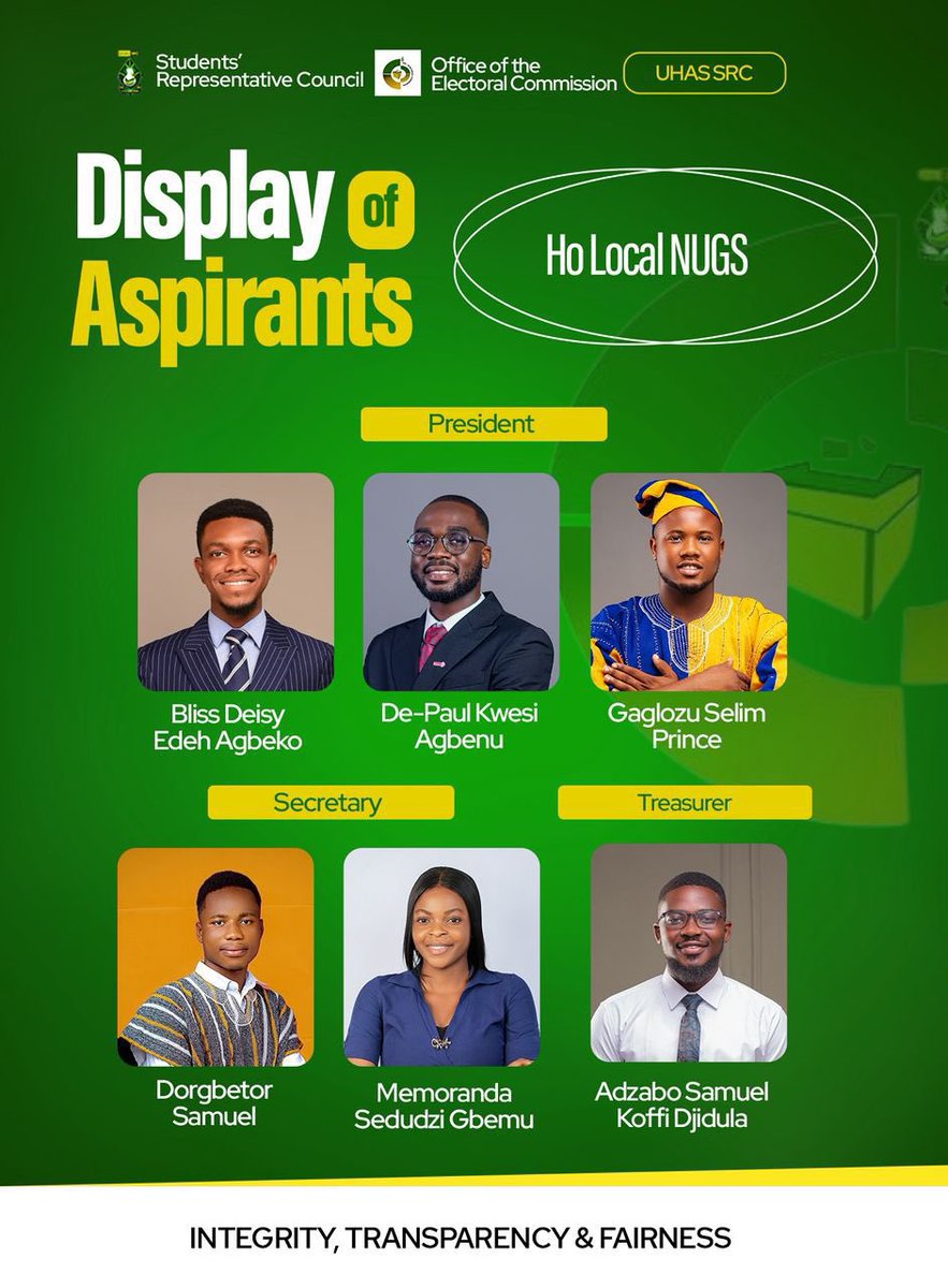 UHASSRC_EC's tweet photo. ❗️❗️❗️Know your Aspirants for the 2025/2026 SRC/LNUGS General Elections🗳️❗️❗️❗️ https://t.co/0AUJsIZSth