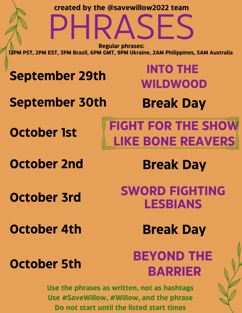 savewillow2022's tweet photo. Questies, next phrase starts in two hours! #SaveWillow #Willow https://t.co/1znmRrODi6