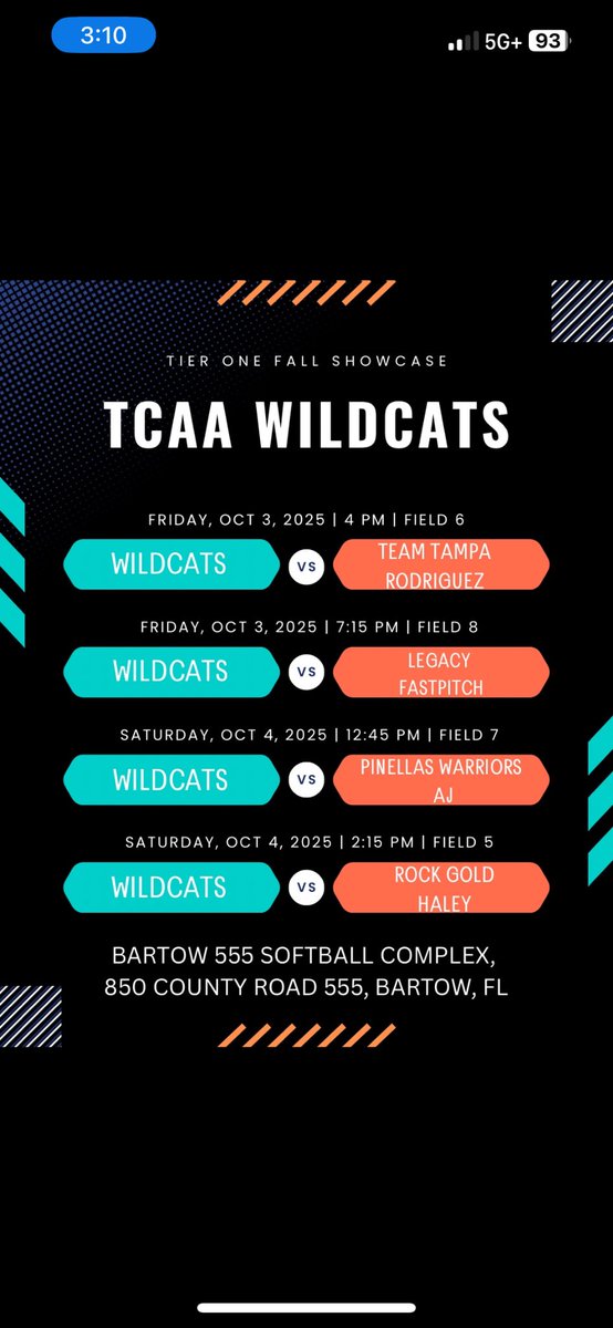 Tier one this weekend ‼️ Our girls are excited to travel up to Bartow for an amazing weekend of softball!! Coaches, come and check us out 🧡🐾 <a href="/SoftballDown/">Down South Softball</a> <a href="/SBRRetweets/">Softball Recruiting Reposts</a> <a href="/HrPendrey/">Haylee Pendrey</a>