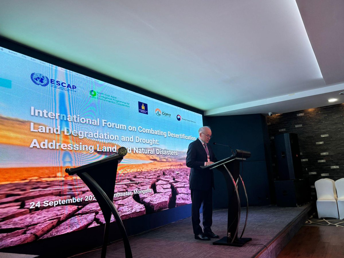 UN_EastAsia's tweet photo. In September, Mongolia hosted the International Forum and Workshops on Combatting Desertification, Land Degradation, and Drought, sharing best practices amongst stakeholders and to strengthen cooperation.

Mongolia will also host the UNCCD COP-17 in August 2026. # UNCCD COP17 https://t.co/W6AjKdrHLD