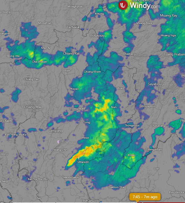 HelmutDuerrast's tweet image. 30 Sep 25 07:45  
RAIN (blue-green-yellow-red=higher intensity) for #Thailand #Bangkok and region; windy.com with RAIN radar from TMD.go.th                     

&amp;gt;Enhanced #SWMonsoon
&amp;gt;Here REMAINS of the STORM
&amp;gt;More RAIN over N
