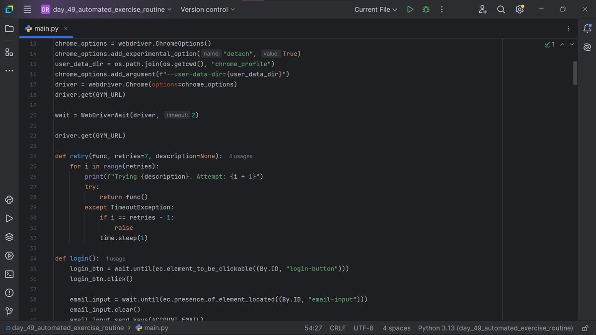 bluedev_py's tweet image. Day 49/100 – Intermediate+
> Selenium WebDriver
> Automated a workout routine on a gym website
#100DaysOfCode
#pythonprogramming
#pythononlinetraining
