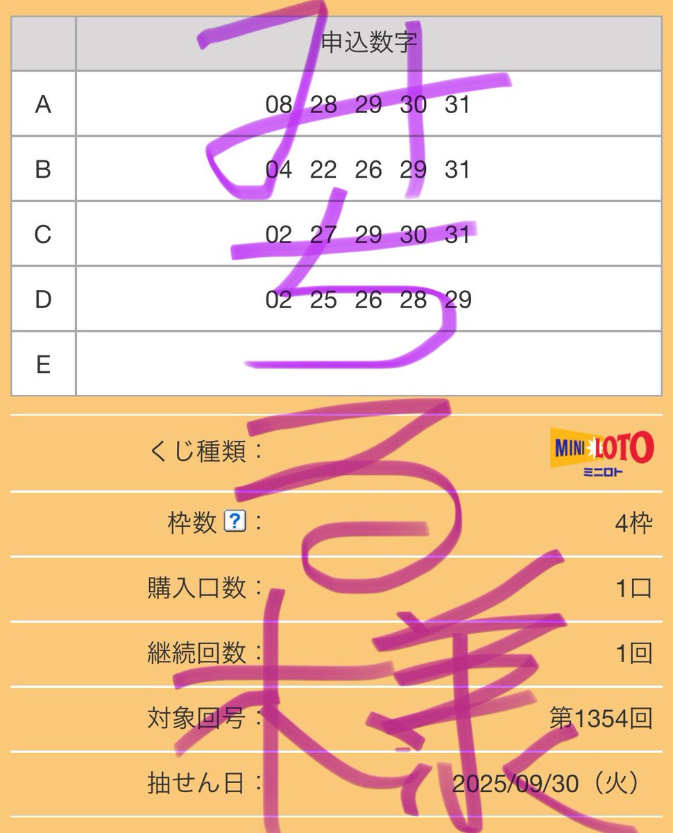 記入済　ロト7申込みカード222枚 記入済 ロト7申カード222枚 当せん番号案内（ロト7） | みずほ銀行