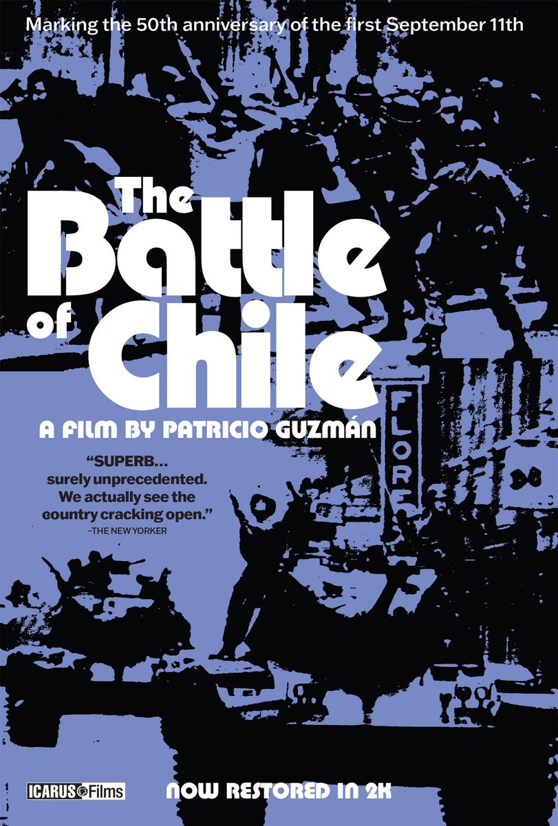 realinfocinema's tweet photo. Patricio Guzmán - La batalla de Chile: La lucha de un pueblo sin armas - Primera parte: La insurrección de la burguesía AKA The Battle of Chile Part I: The Insurrection of the Bourgeoisie (1975)
https://t.co/WPyyN3LOCv https://t.co/kGtt1dka6c