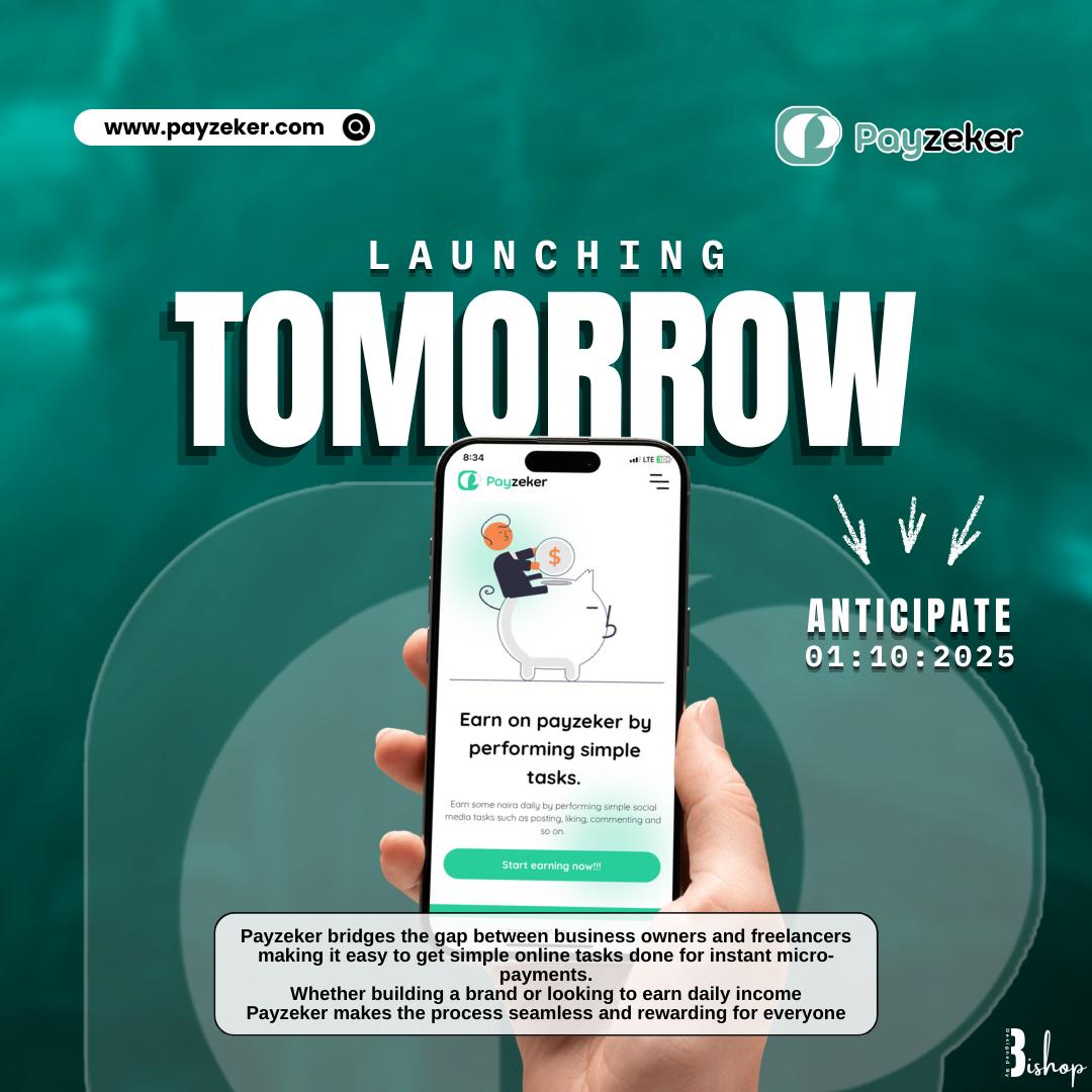 payzeker's tweet image. ⏰ The wait is almost over!
Payzeker officially launches TOMORROW 🚀 | 01•10•2025 🎉

Get ready to earn by performing simple online tasks — fast, easy, and rewarding 💰✨

👉 Visit payzeker.com

#Payzeker #Tomorrow #LaunchDay #EarnOnline #Countdown